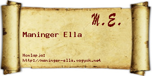 Maninger Ella névjegykártya